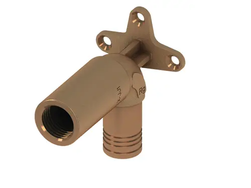 TECE Universal-Wandscheibe mit einer langen Verbindung, aus Rotguss/Si-Bronze gefertigt, mit Gewindeanschluss und Befestigungslöchern.